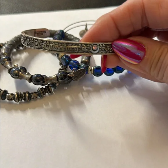 Alex and Ani silver and blue Bracelet Set - Picture 3 of 6